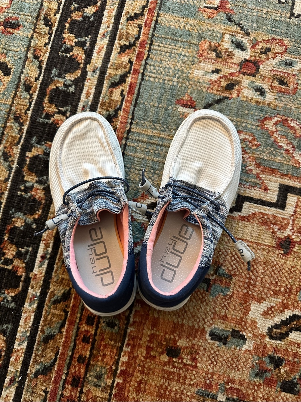 Hey Dude Kids Slip-On Sneakers in Cream, Navy & Pink